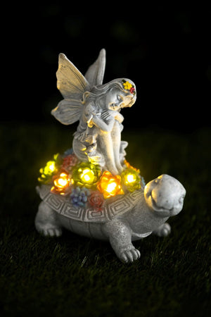 Solar fairy tortoise LED garden statue