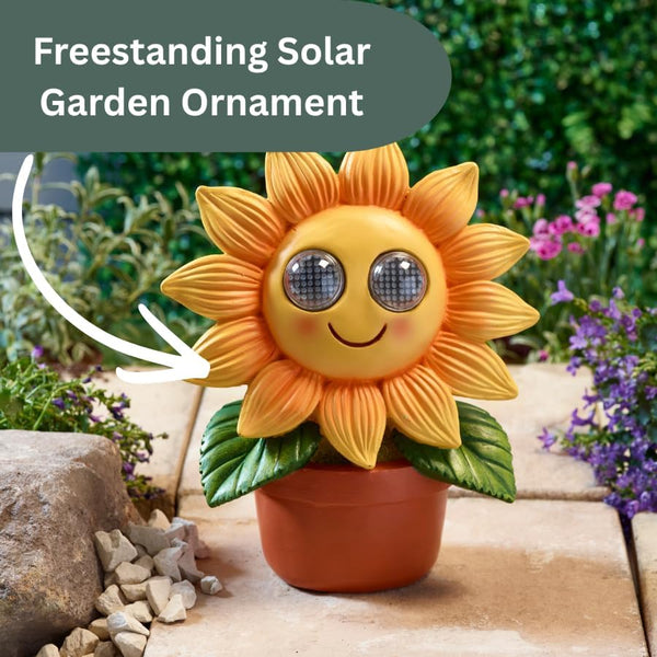 Resin sunflower light for patio and garden use