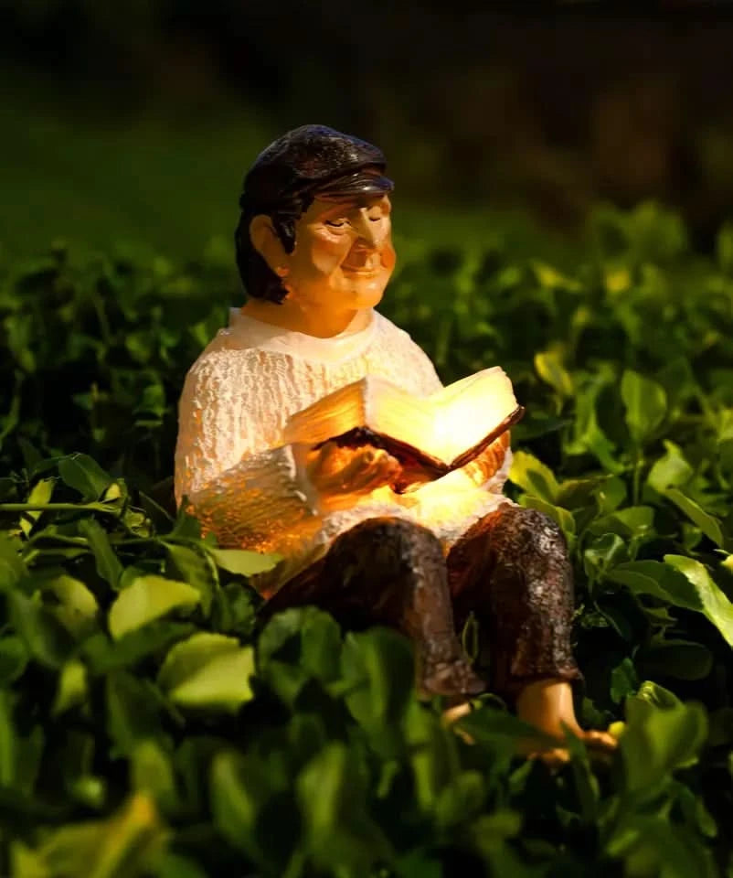 Grandfather solar garden ornament statue