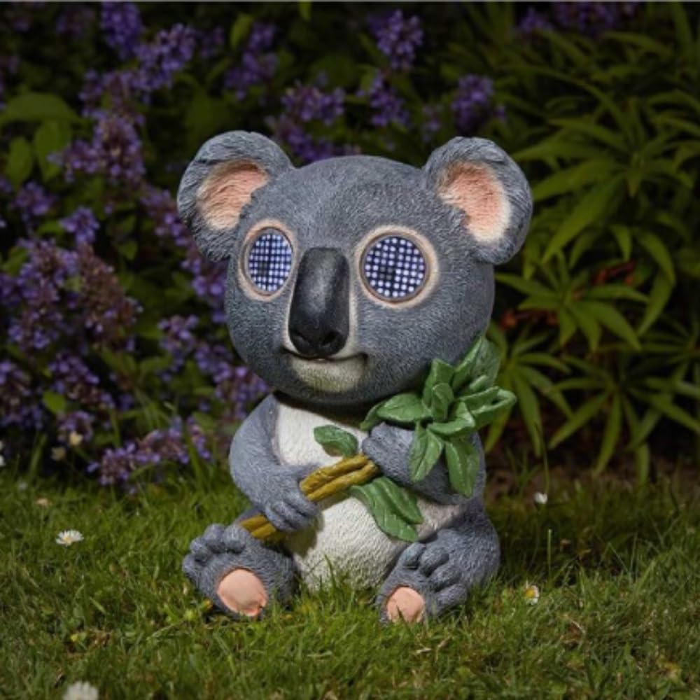 Solar koala garden ornament with blinking LED eyes