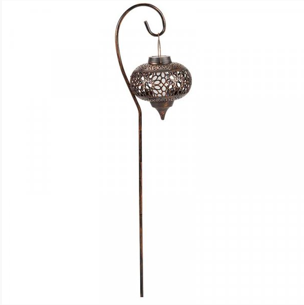 Moroccan solar stake lanterns with decorative crook design