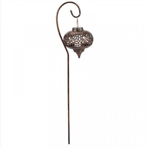Two solar garden lanterns with realistic flame effect