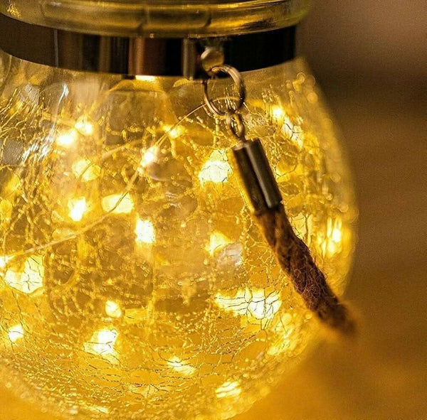 Decorative solar LED glass lantern for patio and balcony décor