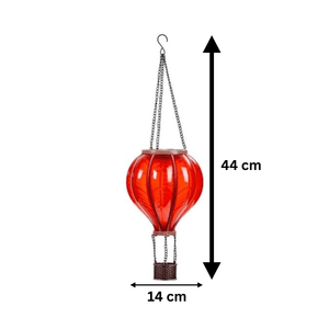 Red metal hot air balloon hanging lantern