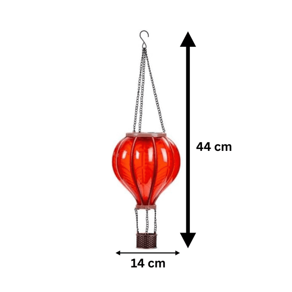 Red metal hot air balloon hanging lantern