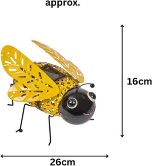 Solar powered bumble bee decoration displayed outdoors