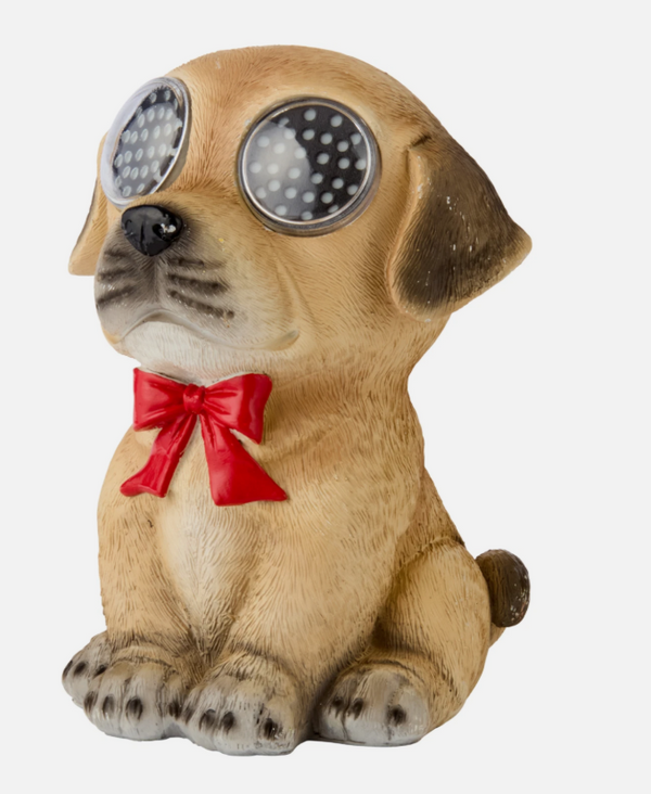 Decorative dog garden statue with LED illumination