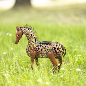 Outdoor solar powered horse light for summer evenings
