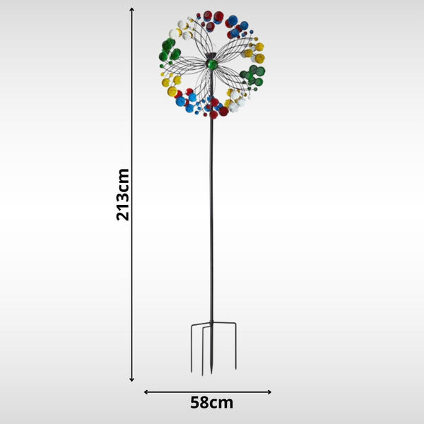 Metal kinetic wind sculpture for outdoor garden