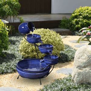 Outdoor solar fountain with three metre panel cable