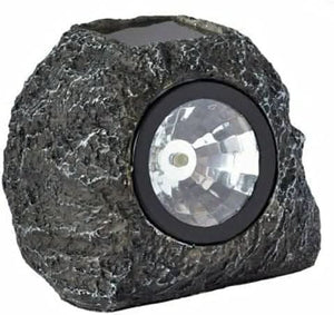 Solar powered rock effect garden spotlight