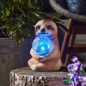 Solar sloth garden ornament with colour changing LED light