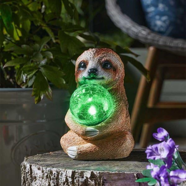 19cm solar sloth garden statue displayed outdoors