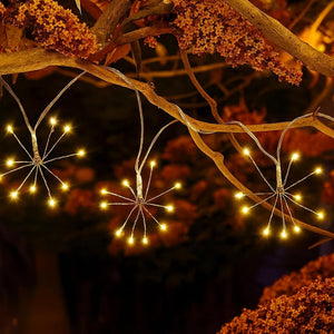Solar star string lights hanging in garden