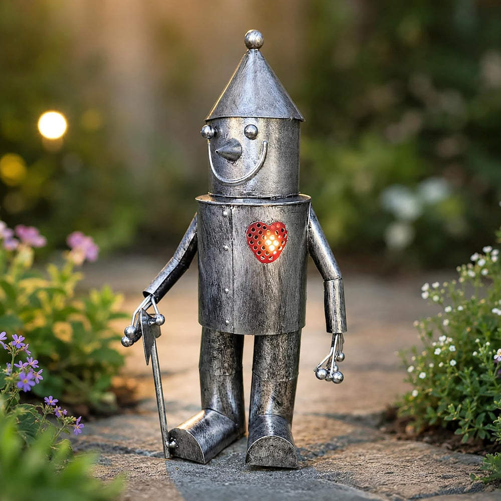 solar tin man garden ornament