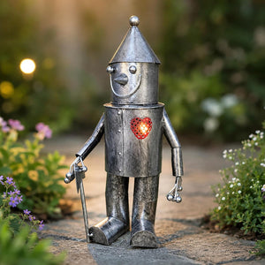 solar tin man garden ornament