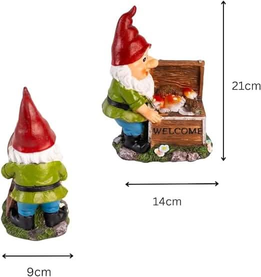 LED garden gnome ornament illuminated outdoors