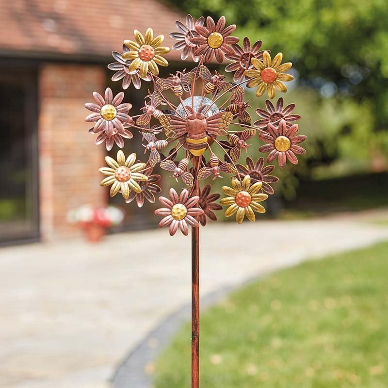 Large solar wind spinner with LED light.