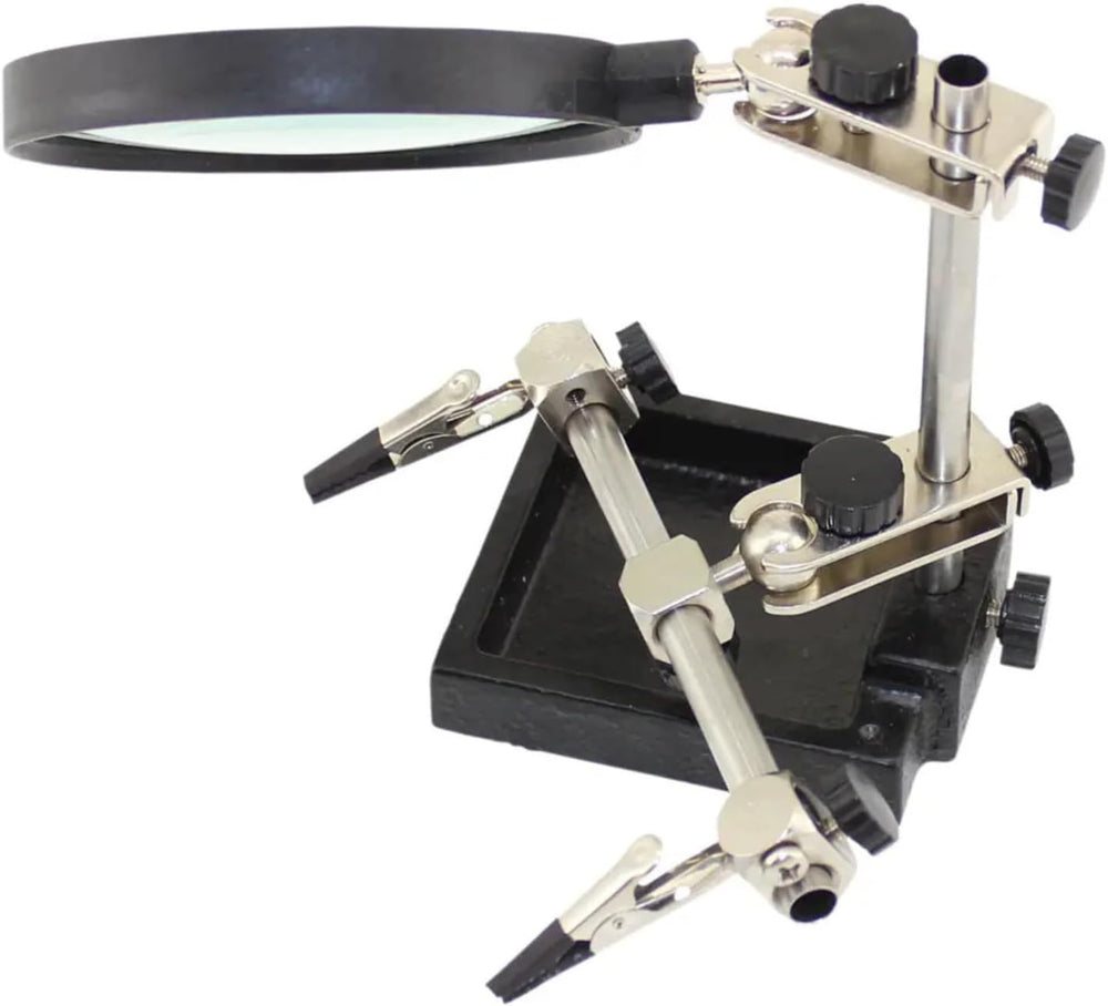 Helping hands soldering station with magnifier