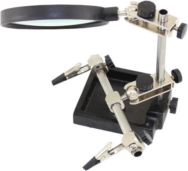 Adjustable soldering stand with crocodile clips