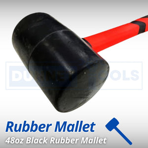 Large rubber mallet for tiling and paving projects.