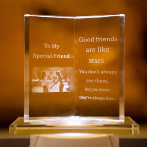 Special Friend sentimental engraved glass book plaque