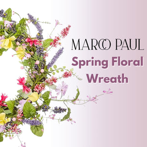 UV resistant artificial wreath with spring flowers