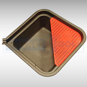 Chemical resistant oil collection pan for garages