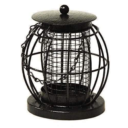 Mini caged nut bird feeder with squirrel guard