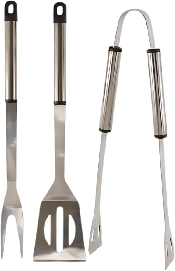 Stainless steel BBQ tool set with three utensils