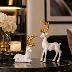 Festive reindeer figures displayed together