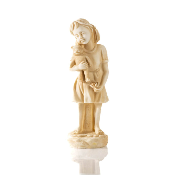 Cream resin garden sculptures shown from the front