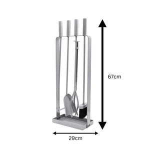 Steel fireplace tool set shown freestanding