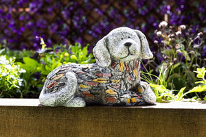 Stone effect dog resin garden ornament