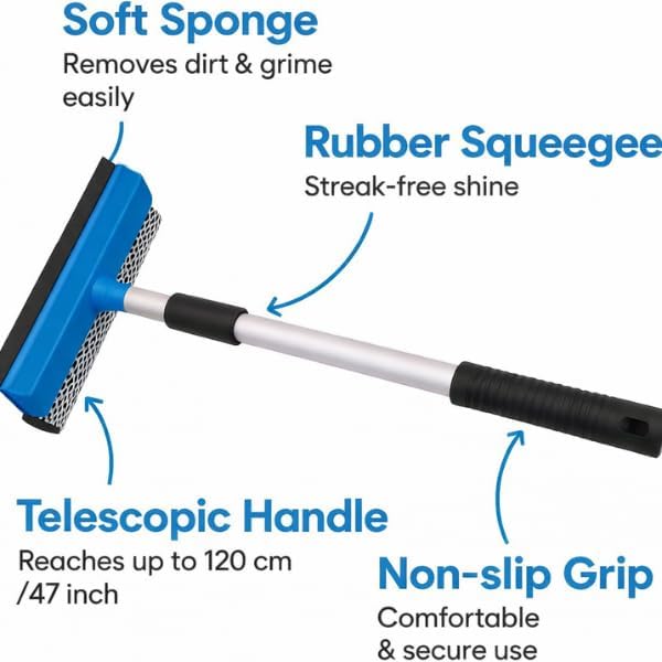 Telescopic window wiper for indoor cleaning