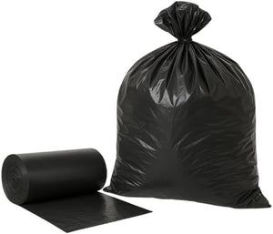 Strong black refuse sacks for household waste