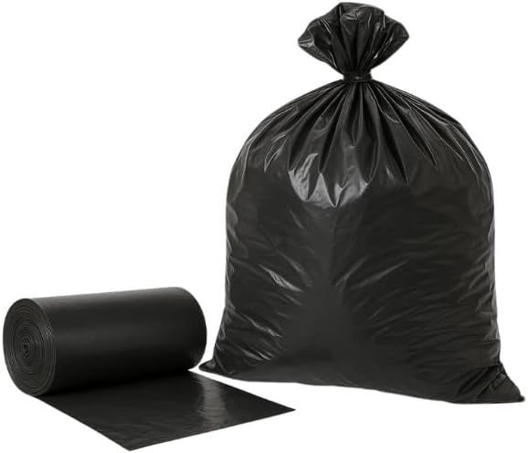 Strong black refuse sacks for household waste