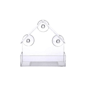 Clear bird feeder with three suction cups