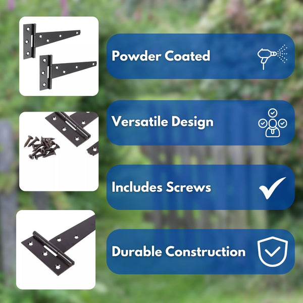 Heavy duty t hinges for garden gate installation
