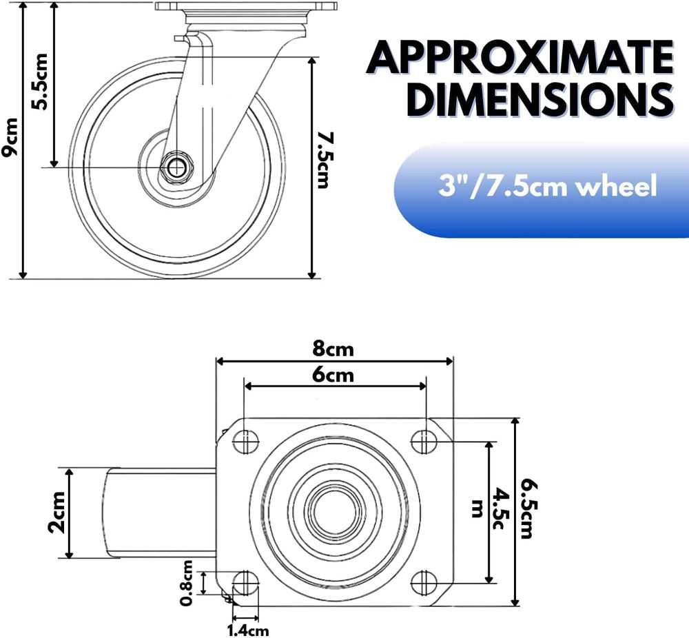 75mm heavy duty swivel castor wheel