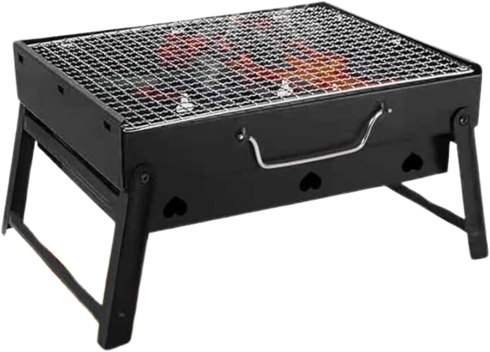 Portable foldable charcoal BBQ grill for camping