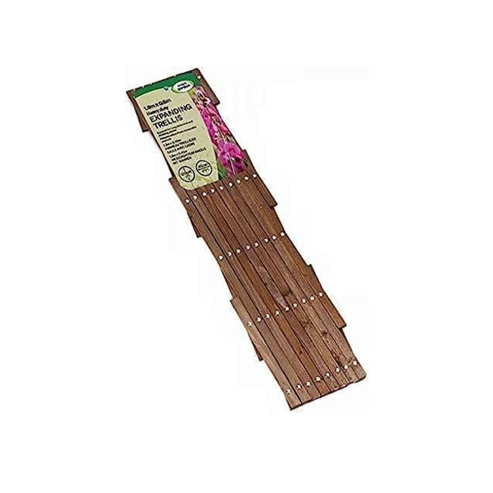 Heavy Duty Plant Support Wooden Expanding Trellis for Climbing Plants - Tan 1.8 x 0.6m