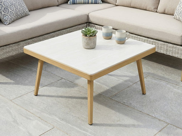 Teak effect patio furniture set