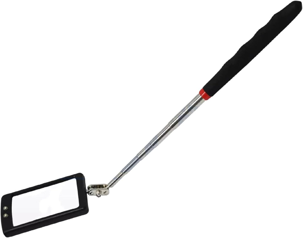 Telescopic LED inspection mirror extended