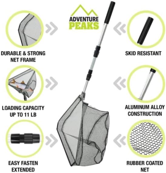 Folding landing net suitable for carp and trout.