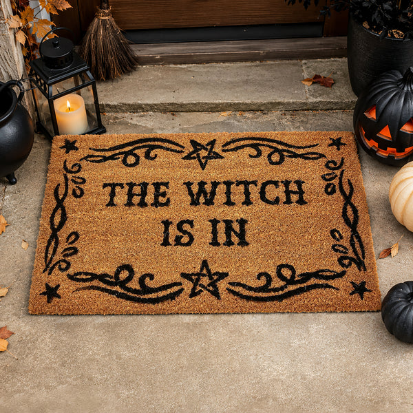 The Witch Is In coir door mat