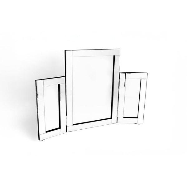 Large dressing table mirror displayed in a bedroom