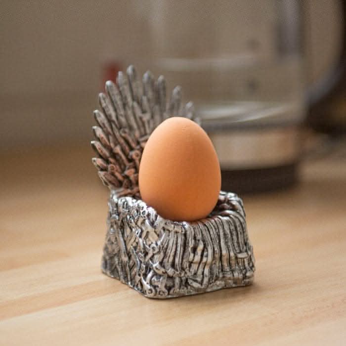 Game of Thrones inspired throne egg holder on breakfast table