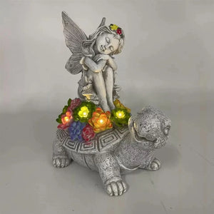 Resin tortoise solar ornament shown from front