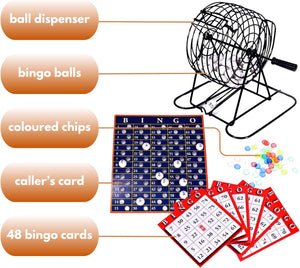 Portable bingo game for parties and community events.